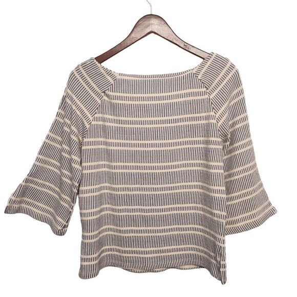 Anthropologie Postmark Striped Flare Sleeve Top Small Blue - Picture 3 of 7